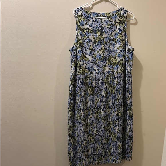 J. Jill Blue and Green floral Sleeveless Sundress - large - NWT - Picture 1 of 8